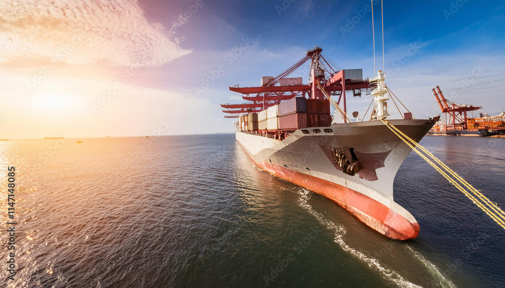 Naklejka premium Close-Up of Cargo Being Loaded onto a Ship