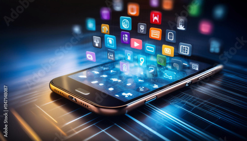 Close-Up of a Cellphone with Apps