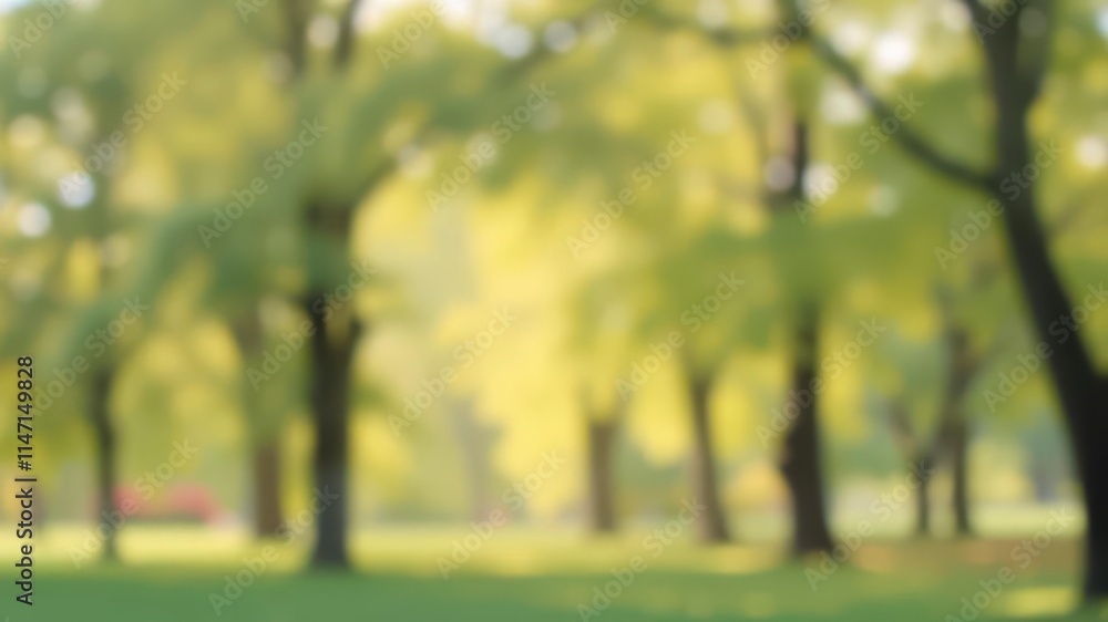 Naklejka premium Soft and gentle light shining through trees creating a ethereal and serene blurred background, blurred, background, gentle