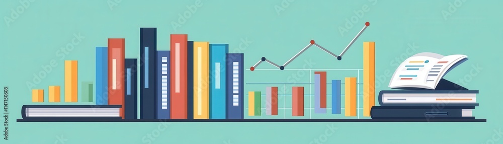 Obraz premium Charts visualization flat design side view education theme animation