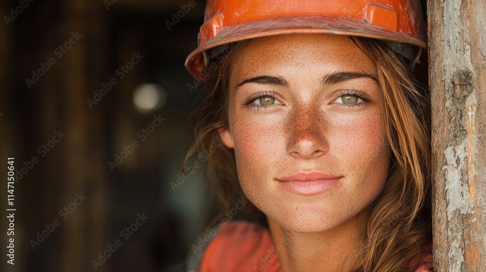 Close-up portrait of a female construction worker. (1) Close-up portrait of a female construction worker. (1)