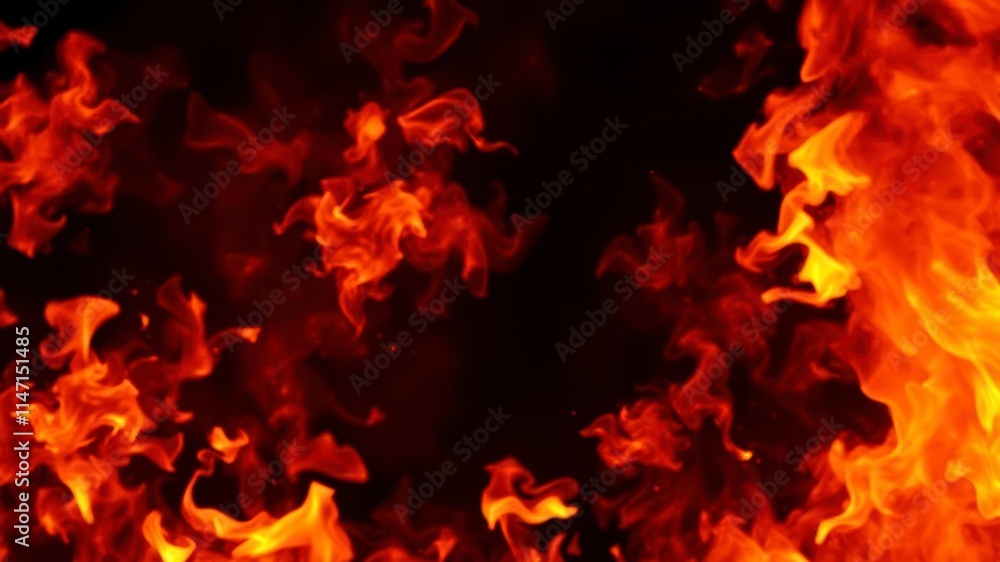 Abstract fiery flames dancing against a dark background, flare, flames, wild Abstract fiery flames dancing against a dark background, flare, flames, wild