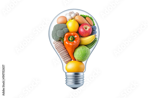 light bulb with fresh fruits photo