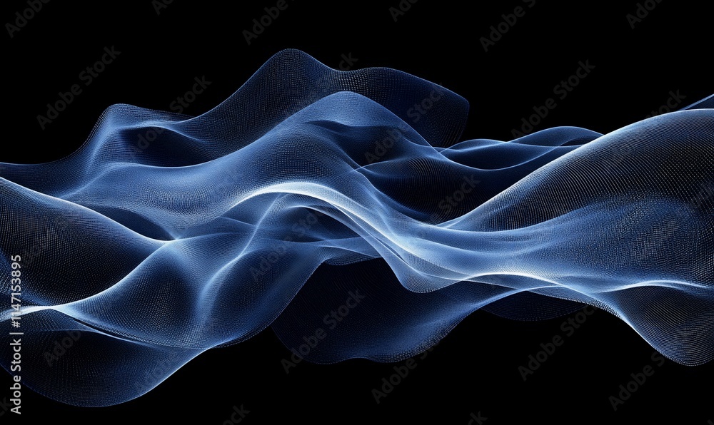 Abstract blue wave flowing on black background. Abstract blue wave flowing on black background.