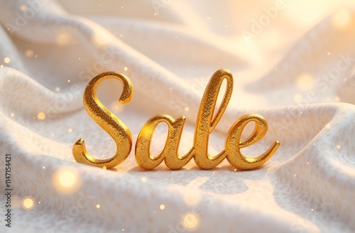 Sale text on a cocoa mocha mousse background with bokeh effect. Promotions, discounts, marketing, social networks. Great sale offer.