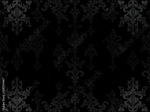 Seamless gothic damask wallpaper pattern in black and white colors, design, decorative, wallpaper