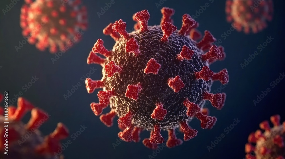 Microscopic view of a coronavirus. Microscopic view of a coronavirus.