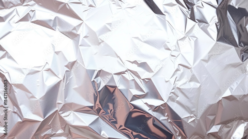 Shiny silver foil with wrinkled texture, decorative, texture, shiny foil Shiny silver foil with wrinkled texture, decorative, texture, shiny foil