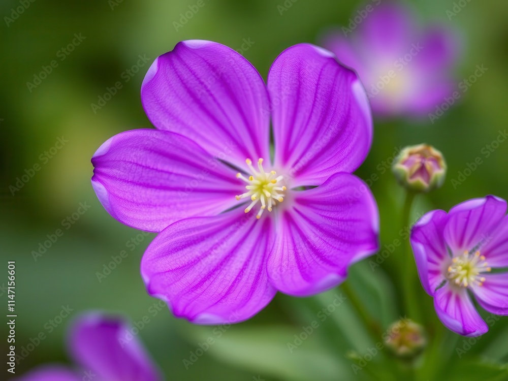 Vibrant purple flower petals and leaves, natural, soft Vibrant purple flower petals and leaves, natural, soft