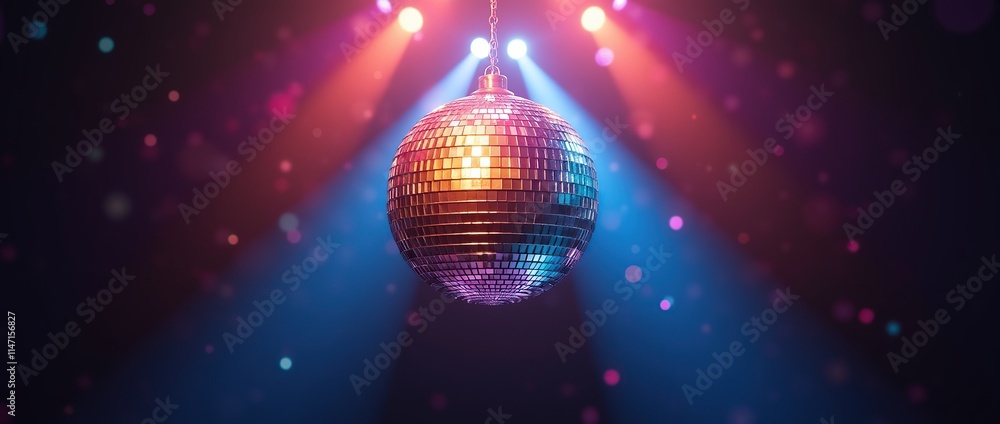 Obraz premium Colorful light disco ball banner.