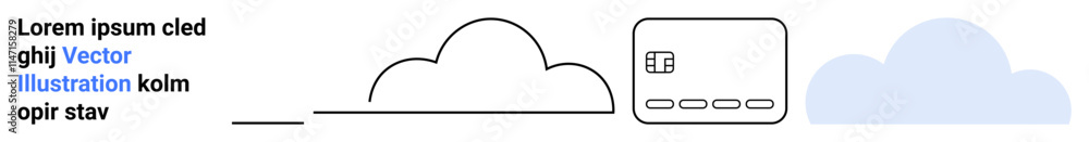 Abstract cloud shapes with data storage representation and text blocks. Ideal for cloud technology, data management, digital storage, telecommunications, network infrastructure, computing services Abstract cloud shapes with data storage representation and text blocks. Ideal for cloud technology, data management, digital storage, telecommunications, network infrastructure, computing services