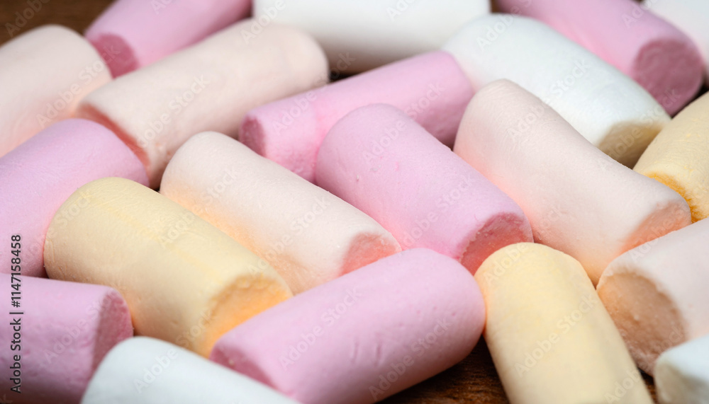 Marshmallows. Close up of a pile of mini marshmallows Marshmallows. Close up of a pile of mini marshmallows