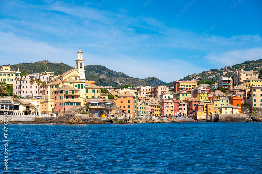 Colorful coast in Albaro near Genoa Colorful coast in Albaro near Genoa