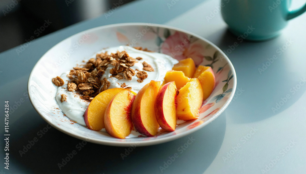 Peach yogurt and oatmeal Peach yogurt and oatmeal