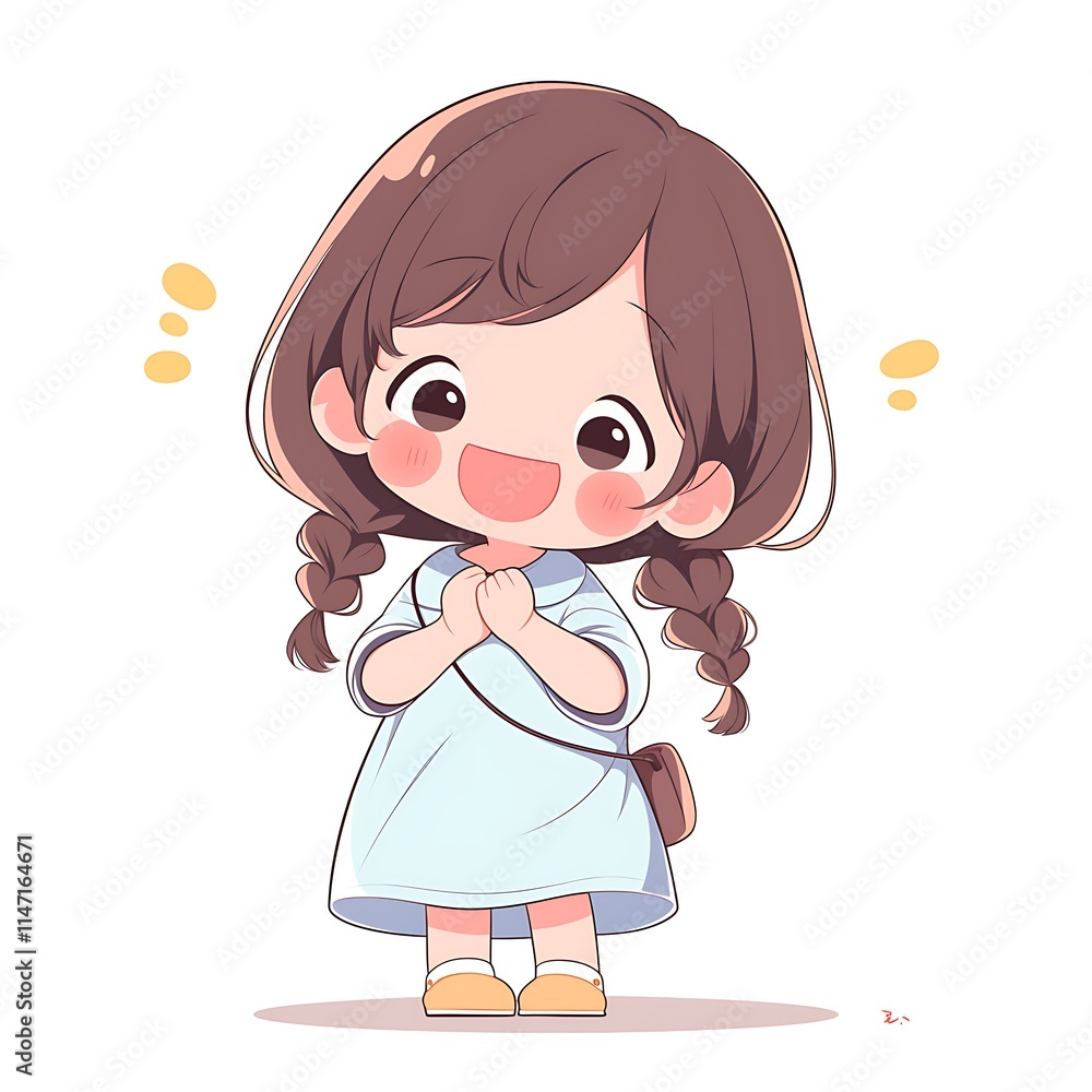 Cute girl with pigtails, happy expression. Concept of joy, happiness, and childhood. Cute girl with pigtails, happy expression. Concept of joy, happiness, and childhood.