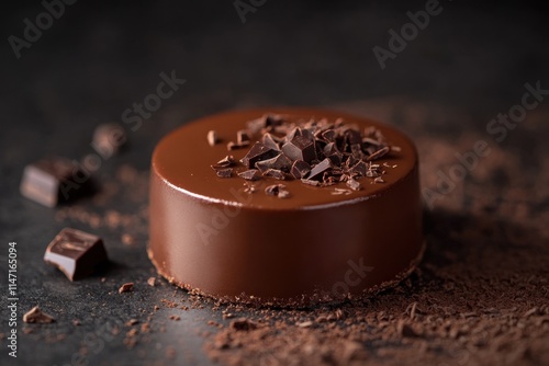 Delicious Chocolate Cake Topped With Chocolate Shavings photo