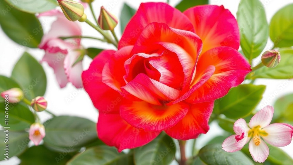 Beautiful rose flower surrounded by green leaves creating a natural frame, botanical, elegant, flower Beautiful rose flower surrounded by green leaves creating a natural frame, botanical, elegant, flower