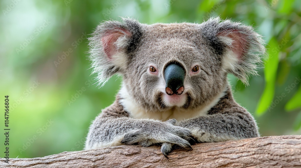 Fototapeta premium Adorable koala bear sitting on a tree branch.