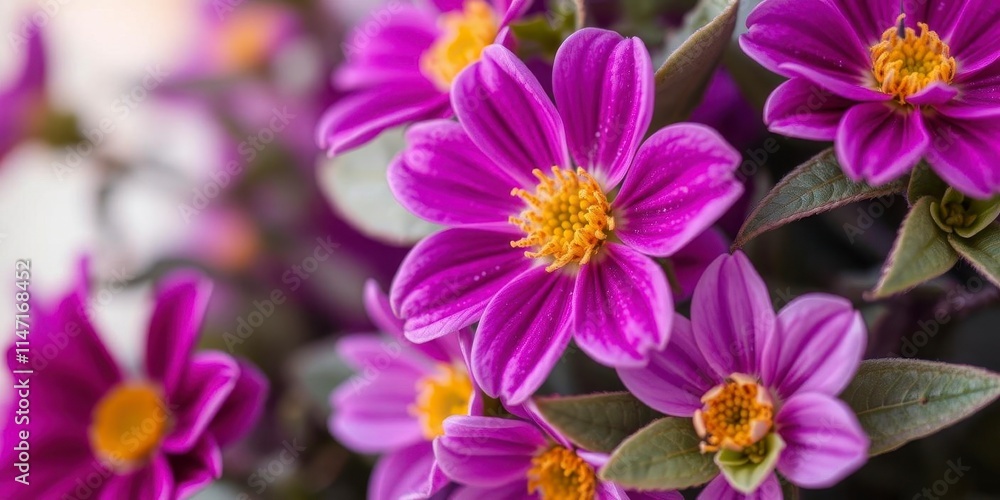 Vibrant purple flower petals and leaves forming a beautiful natural pattern, background, beauty Vibrant purple flower petals and leaves forming a beautiful natural pattern, background, beauty