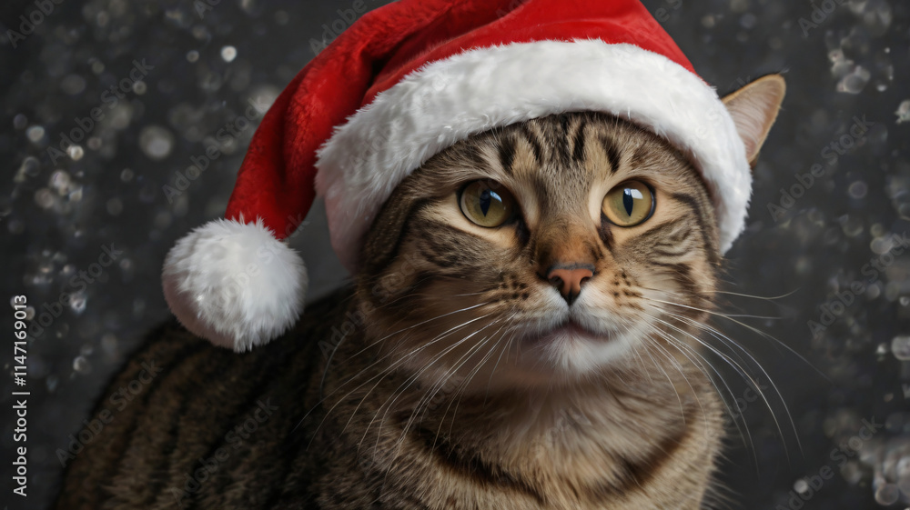 Cat With Santa Hat, Cute Cat wearing Santa hat for Christmas in a funny and festive portrait, Ginger Cat Wearing Santa hat, Cute Brown Cat with Santa Hat Background Cat With Santa Hat, Cute Cat wearing Santa hat for Christmas in a funny and festive portrait, Ginger Cat Wearing Santa hat, Cute Brown Cat with Santa Hat Background