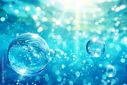 Wallpaper Mural Underwater Sunlight, Sparkling Freshness and Shimmering Bubbles, High Resolution Image Torontodigital.ca