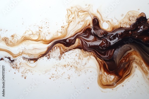 Abstract Brown And White Fluid Acrylic Painting photo