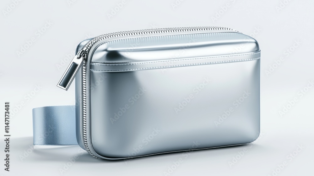washbag with zipper and handle, modern style, side angle view, realistic material texture, isolated on white background washbag with zipper and handle, modern style, side angle view, realistic material texture, isolated on white background