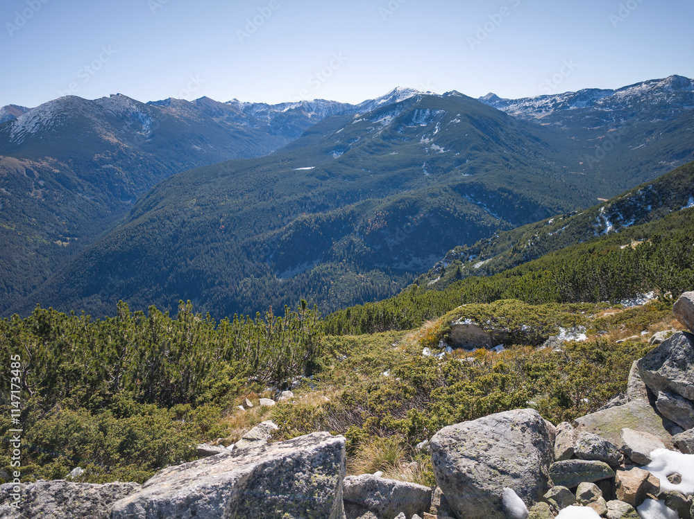 Landscape of Rila Mountain near Mechit peak, Bulgaria Landscape of Rila Mountain near Mechit peak, Bulgaria