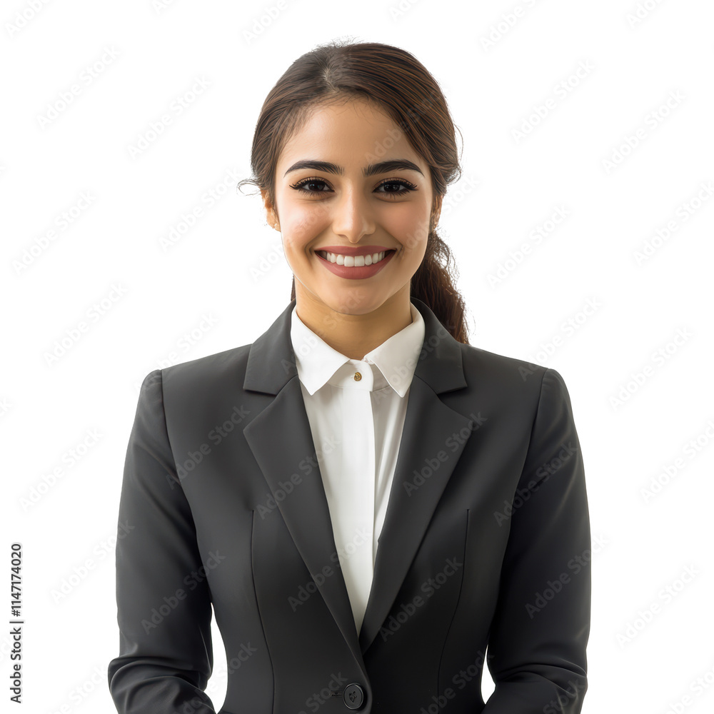 Portrait of a smiling Arab middle eastern woman in suit on transparent background PNG Portrait of a smiling Arab middle eastern woman in suit on transparent background PNG