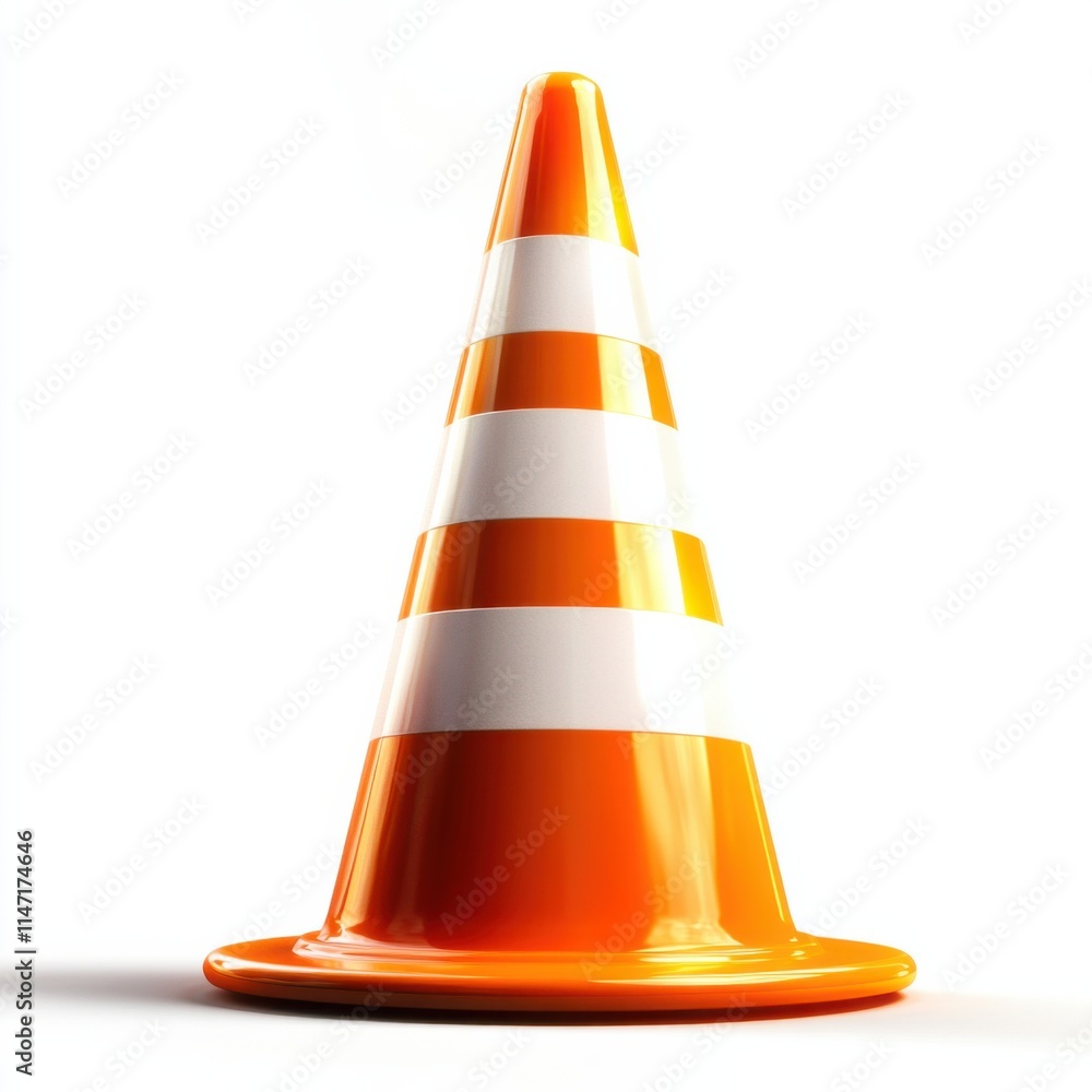 Traffic cone placement during road work urban area safety equipment bright environment close-up construction awareness, isolated on white background Traffic cone placement during road work urban area safety equipment bright environment close-up construction awareness, isolated on white background