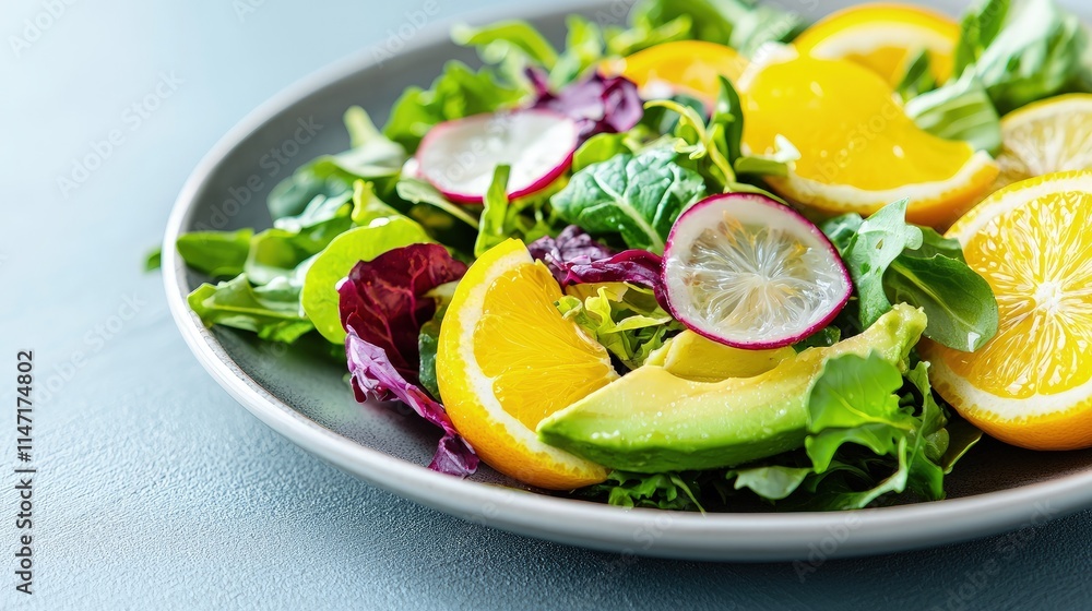 Fresh salad with orange, avocado, and radish. Fresh salad with orange, avocado, and radish.