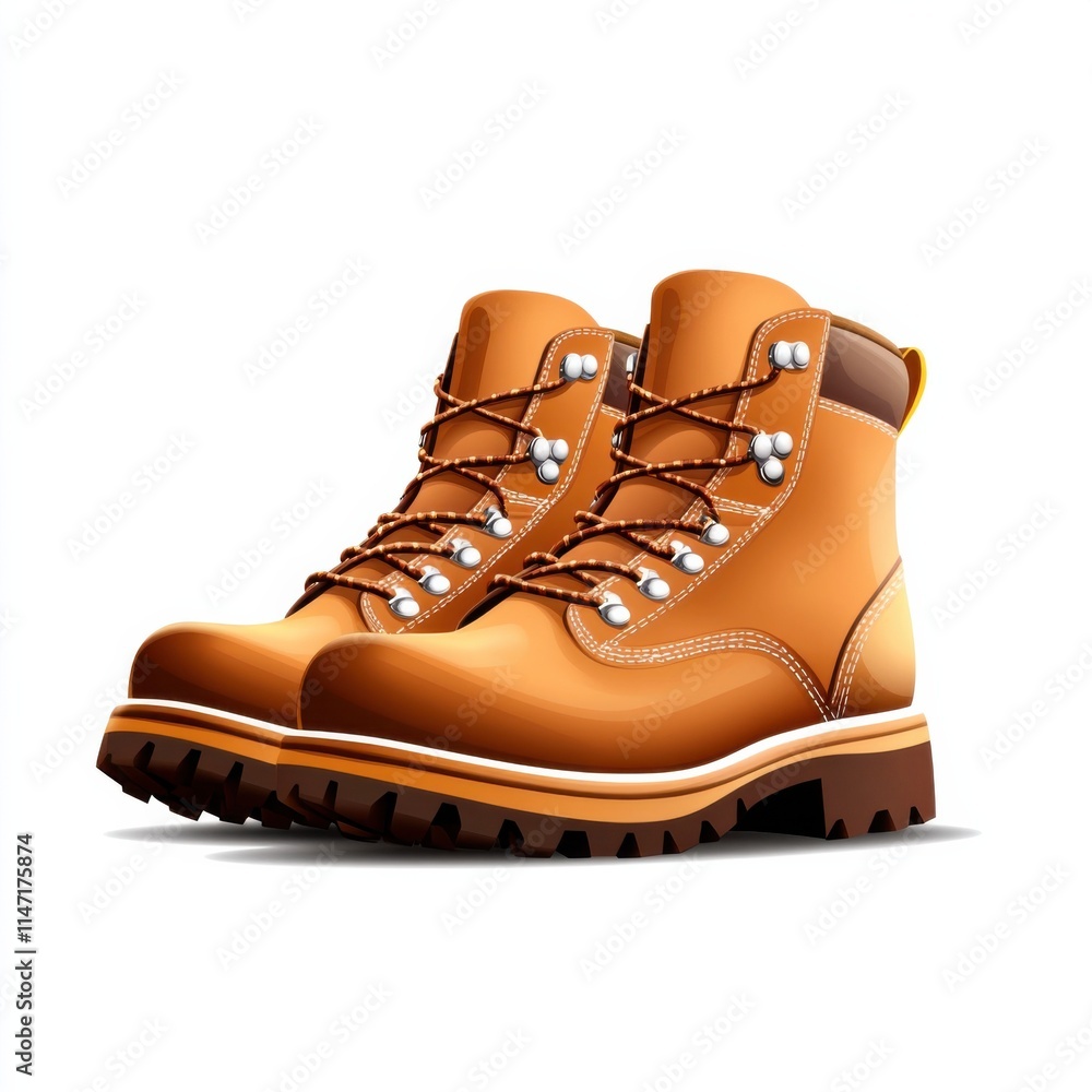 Adventure-ready hiking boots outdoor gear product showcase urban environment up-close view durability concept, isolated on white background Adventure-ready hiking boots outdoor gear product showcase urban environment up-close view durability concept, isolated on white background