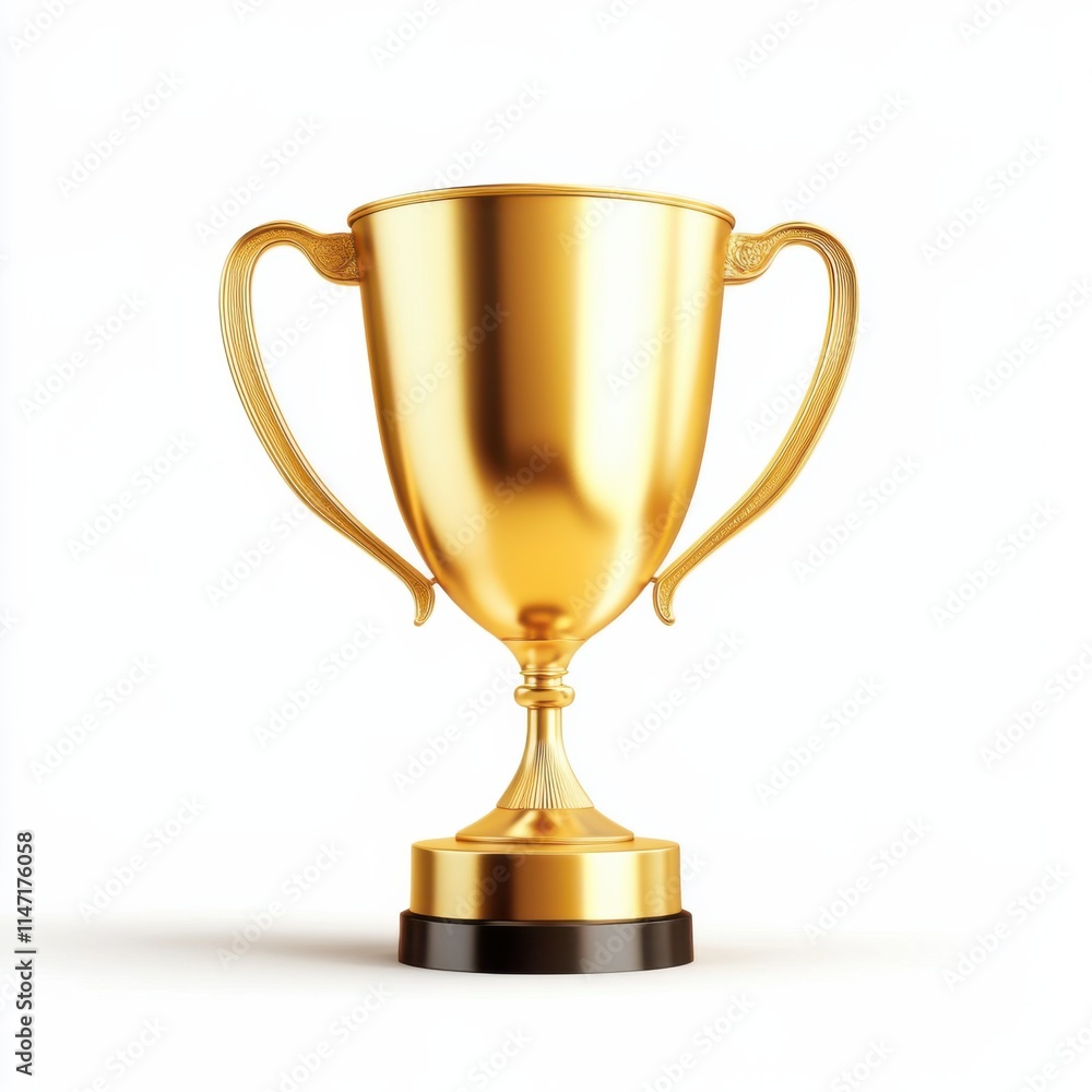 Digital illustration of a golden trophy celebrating achievement at an award ceremony with minimalist design, isolated on white background Digital illustration of a golden trophy celebrating achievement at an award ceremony with minimalist design, isolated on white background
