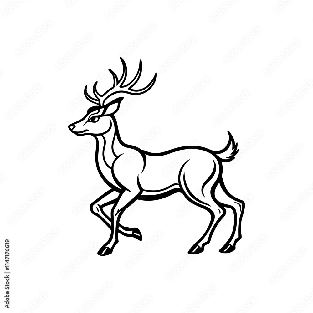 A deer animal silhouette vector, running, jumping, style design, plain black and white A deer animal silhouette vector, running, jumping, style design, plain black and white