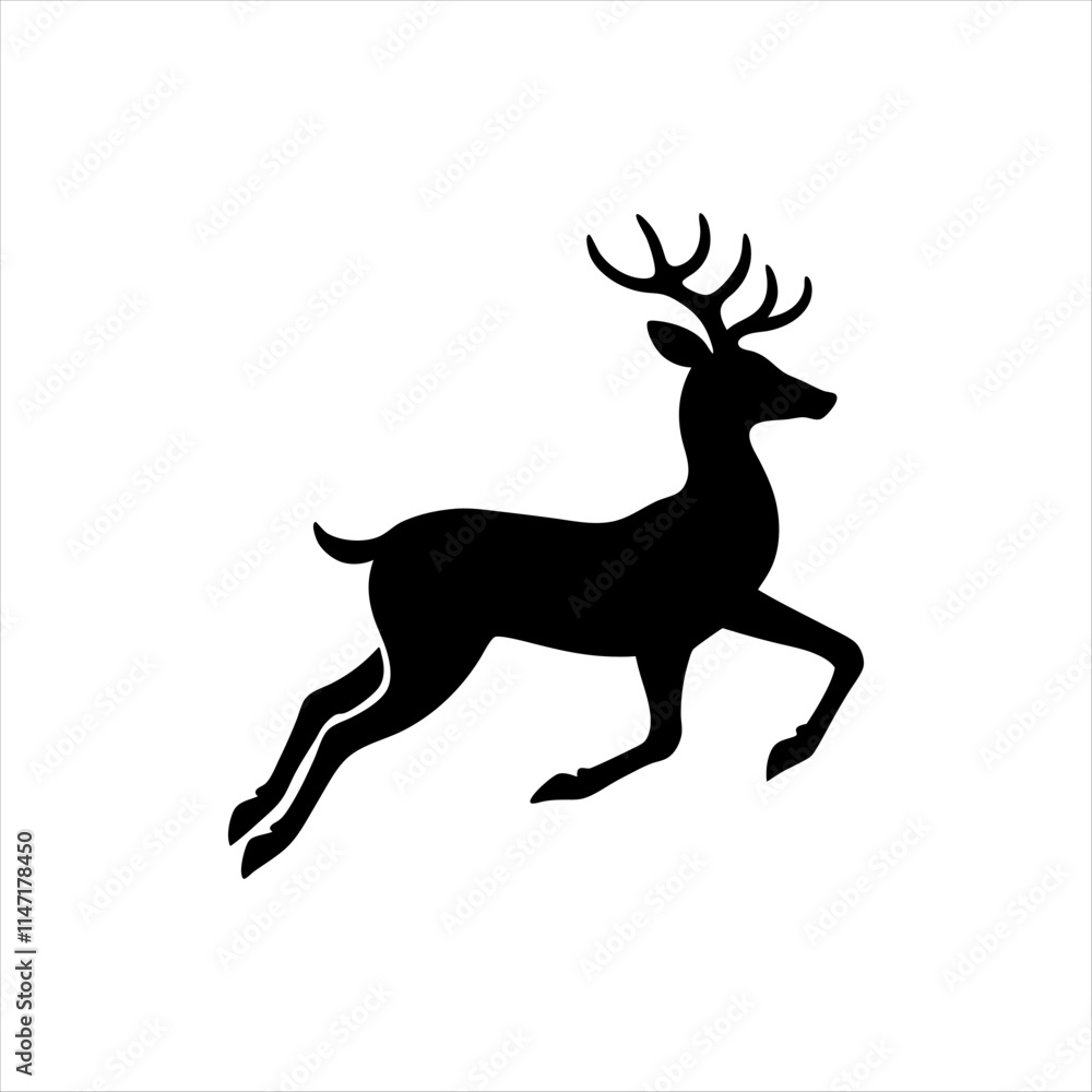 A deer animal silhouette vector, running, jumping, style design, plain black and white A deer animal silhouette vector, running, jumping, style design, plain black and white