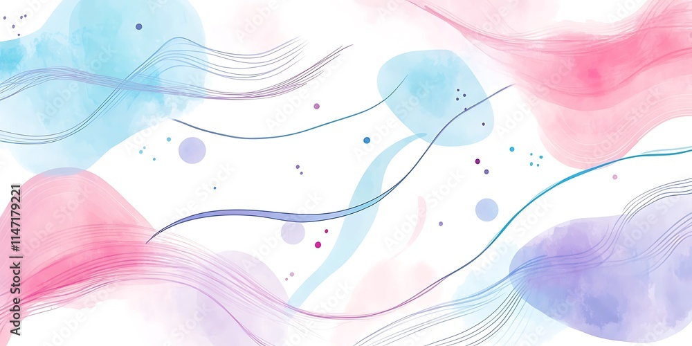 Abstract Watercolor Pastel Shapes with Flowing Lines Abstract Watercolor Pastel Shapes with Flowing Lines