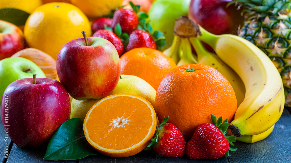 basket of colorful fruits on wooden table basket of colorful fruits on wooden table