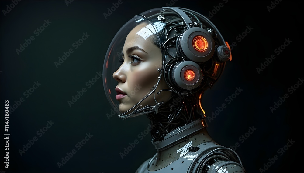 Futuristic humanoid robot stands in a sleek environment showcasing advanced technology and design Futuristic humanoid robot stands in a sleek environment showcasing advanced technology and design