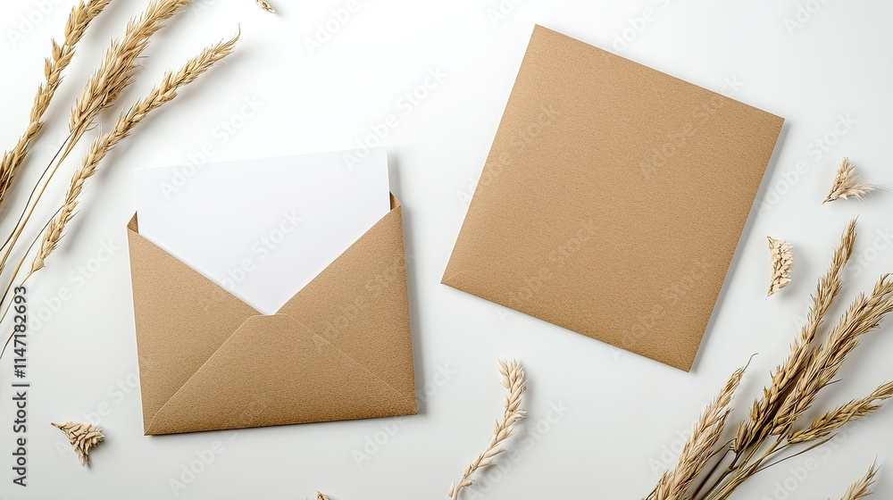 Stationery Flatlay Brown Envelope Mockup Stationery Flatlay Brown Envelope Mockup