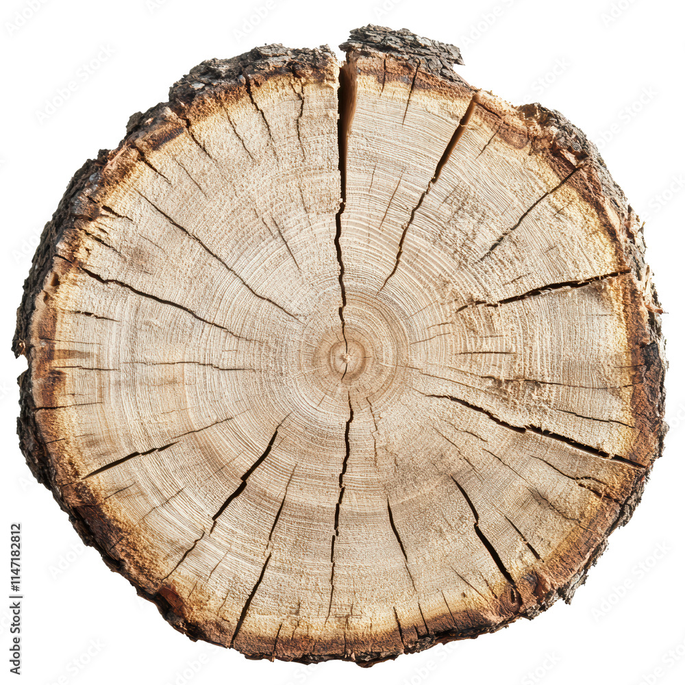 Fototapeta premium Cross section of tree trunk on transparent background PNG 