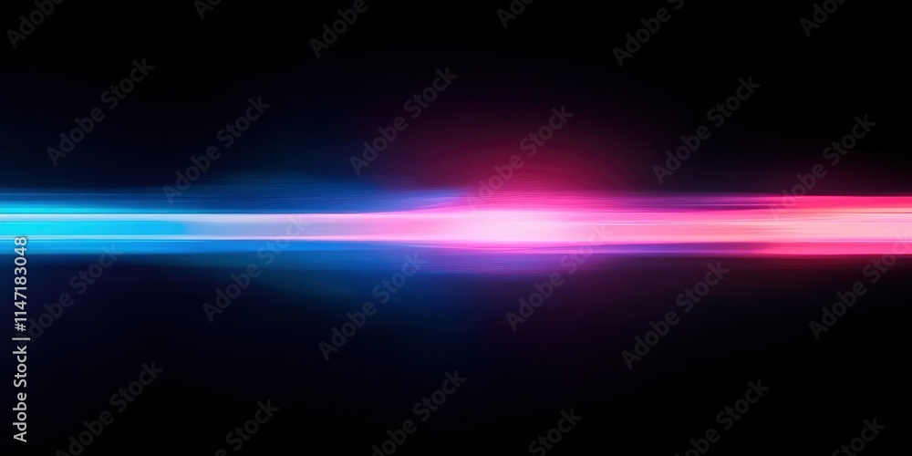 Fototapeta premium Blur neon glow. Color light overlay. Fluorescent radiance. Defocused vibrant pink blue soft flecks texture on dark art empty space background.