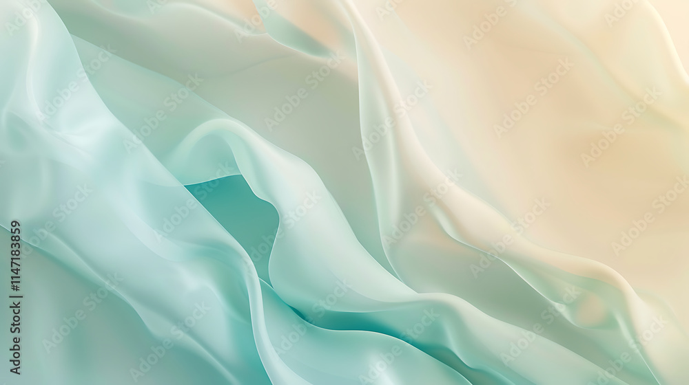 Fototapeta premium Abstract Draped Pastel Green and Beige Fabric
