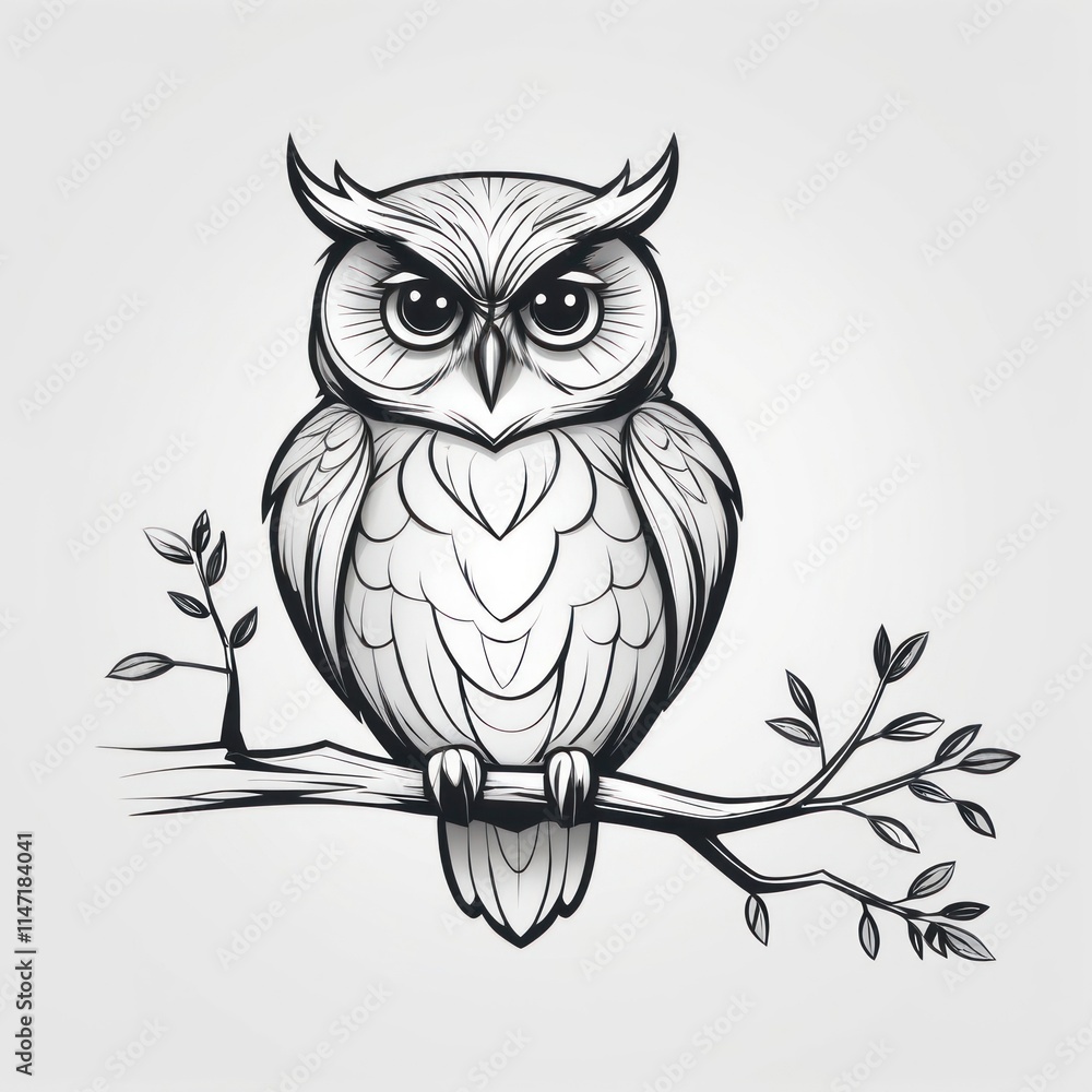 Majestic Owl Perched on a Branch of a Tree Majestic Owl Perched on a Branch of a Tree