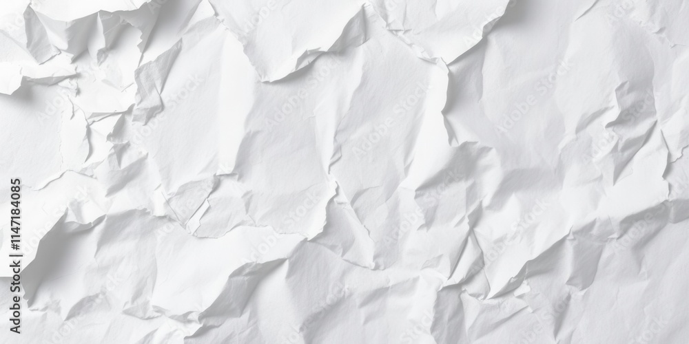 Obraz premium Close-up of crumpled white paper with shadows and texture, abstract, surface, paper