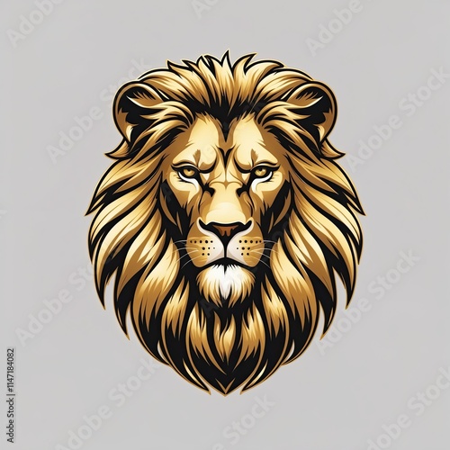 Majestic golden lion heart logo in stylized design photo