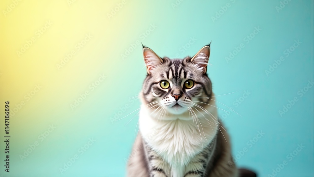 Obraz premium Majestic british short hair cat with colorful background