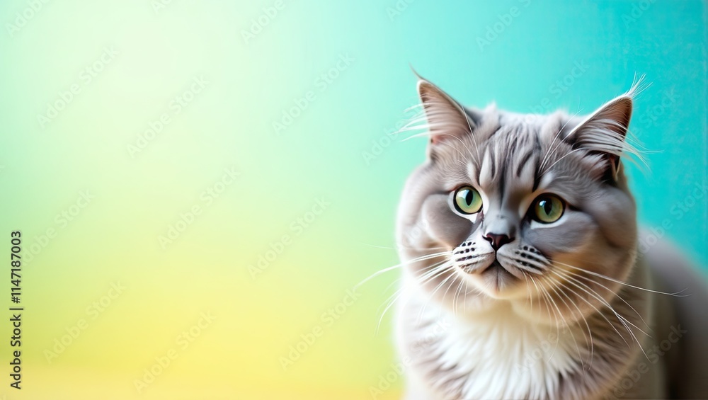 Obraz premium Majestic british short hair cat with colorful background