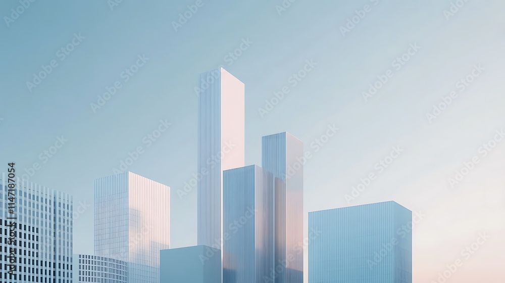 Serene Cityscape: Minimalist Architecture at Dawn Serene Cityscape: Minimalist Architecture at Dawn