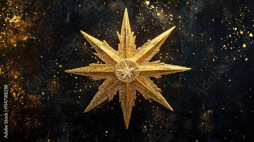 Christmas, Gold, Glitter, Star Shape, Chinese New Year