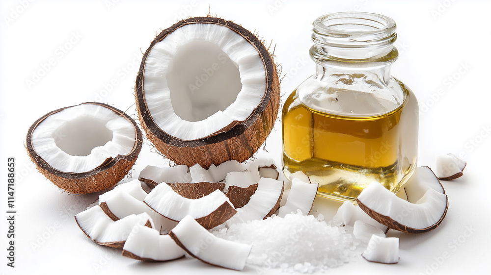 Coconut Oil isolated on white background, close up
Coconut Oil isolated on white background, close up
